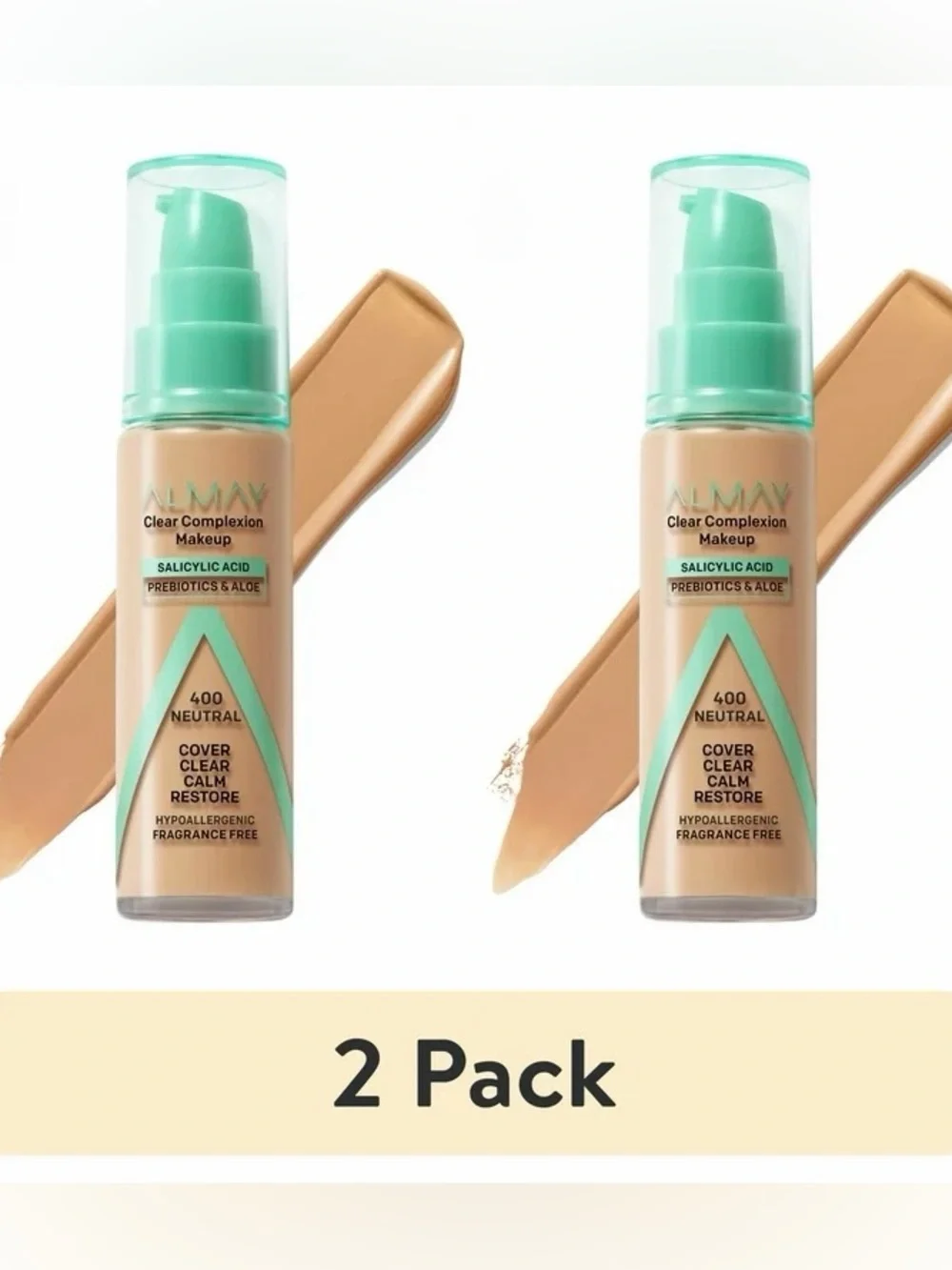 (2 PACK) ALMAY Clear Complexion Foundation with Salicylic Acid, 400 NEUTRAL